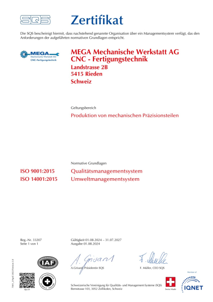 ISO9001 / ISO14001 Schweiz